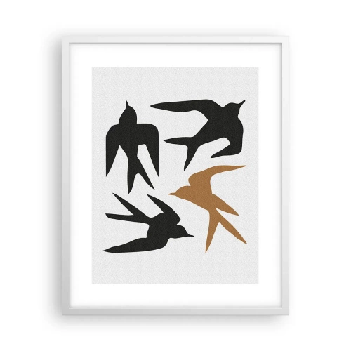 Poster in cornice bianca - Giochi di rondini - 40x50 cm