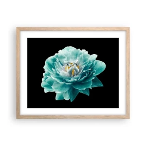 Poster in cornice rovere chiaro - Petali blu e oro - 50x40 cm