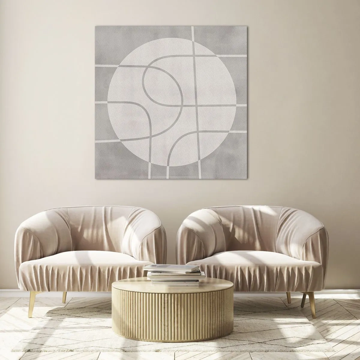 Quadro su vetro - Tondo e dritto - 70x70 cm