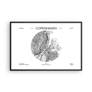 Poster in cornice nera - Anatomia di Copenaghen - 91x61 cm