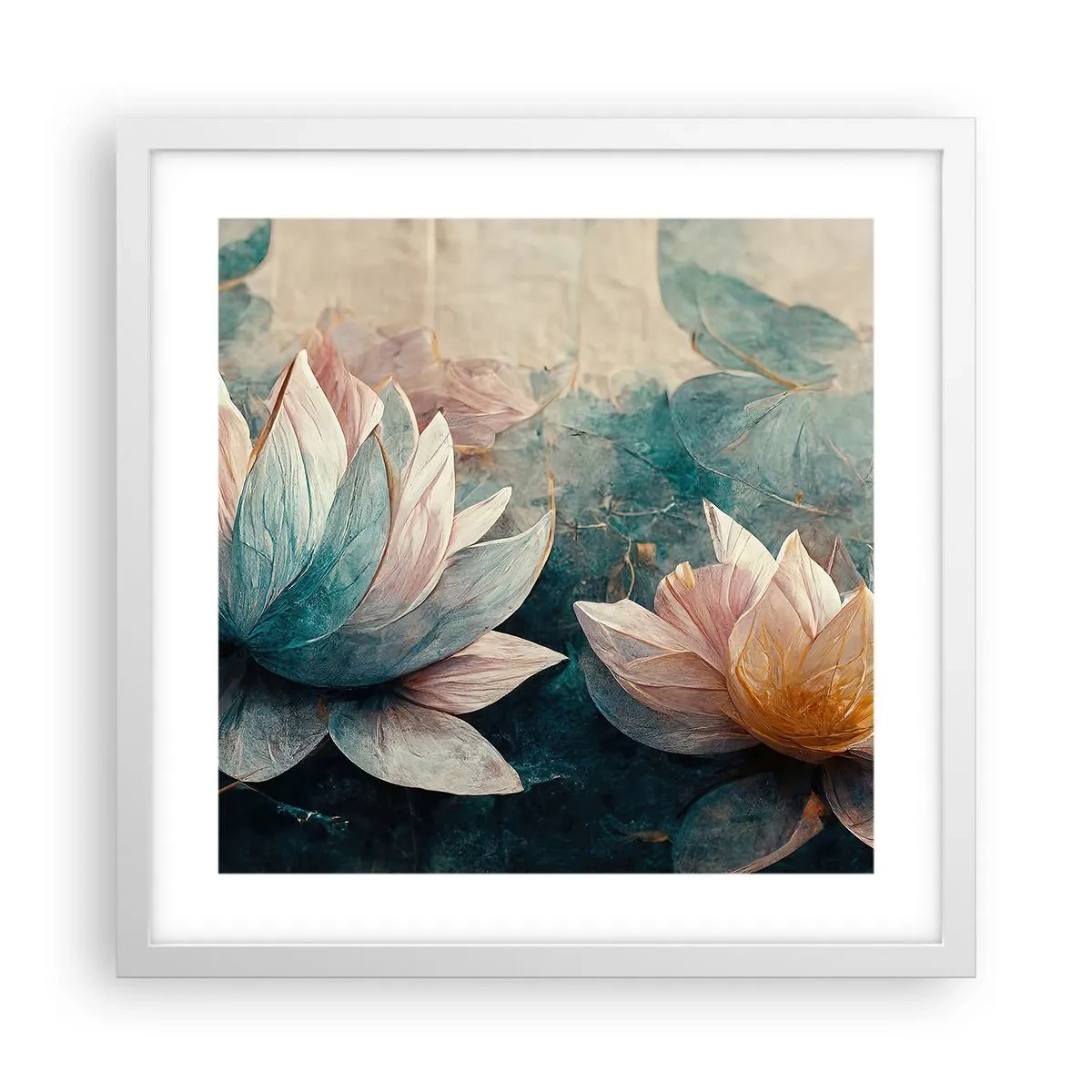 Poster in cornice bianca - Le stelle del lago - 40x40 cm