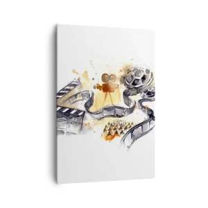 Quadro su tela - Stampe su Tela - Il simbolismo del cinema con una striscia di pellicola in un acquerello artistico - 70x100cm - Nel paese dei sogni - Decorazione murale moderna per soggiorno e camera da letto ARTTOR
