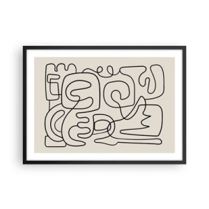 Poster in cornice nera - Motivo astratto di linee nere su sfondo chiaro - 70x50cm - Segui il percorso - Decorazione murale moderna per soggiorno e camera da letto ARTTOR
