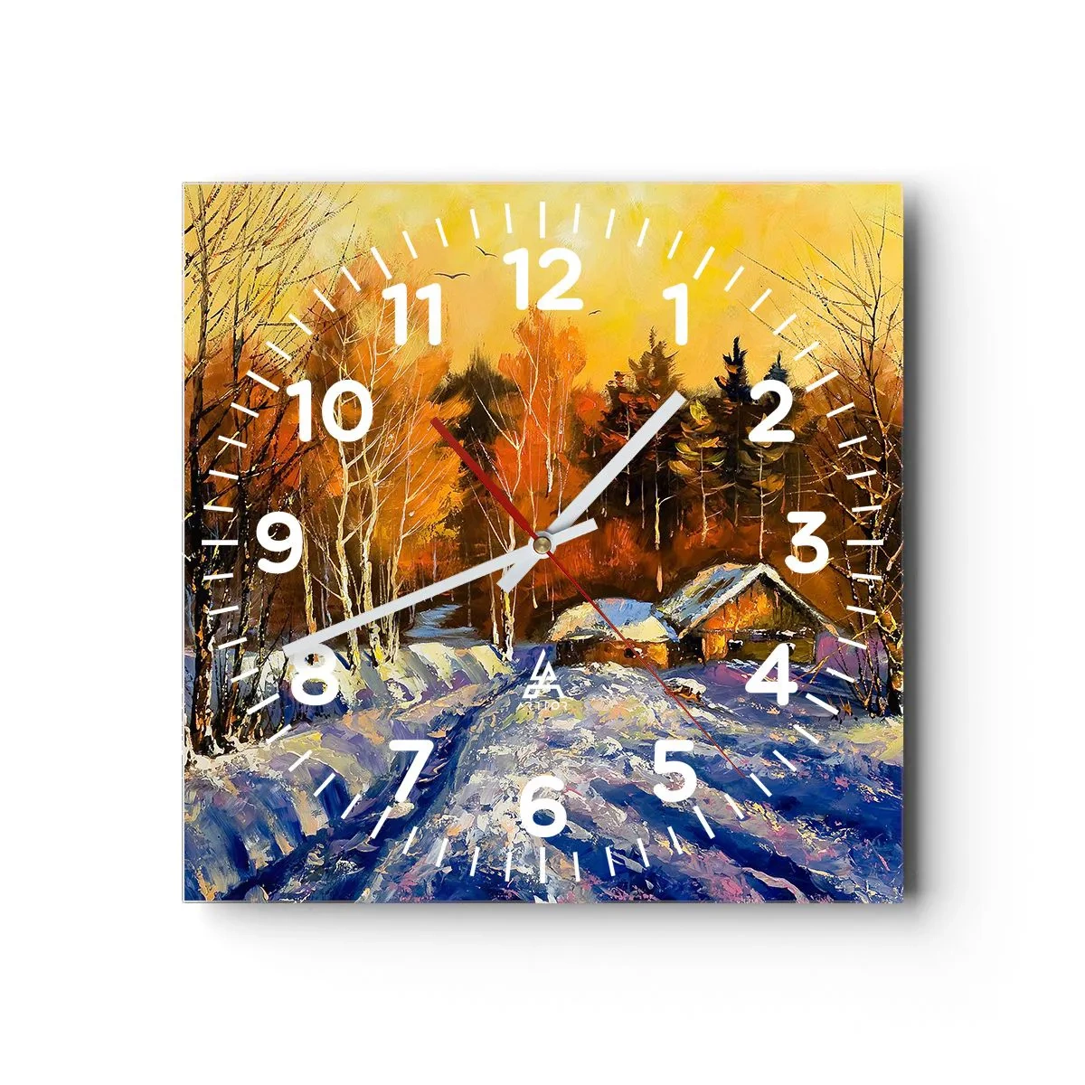 Orologio da parete - Orologio in Vetro - Impressionismo invernale al sole - 30x30 cm