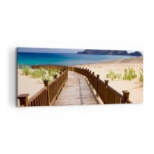 Quadro su tela - Stampe su Tela - Sentiero in legno che conduce alla spiaggia con vista sull'oceano - 120x50cm - Portami alle isole fortunate - Decorazione murale moderna per soggiorno e camera da letto ARTTOR