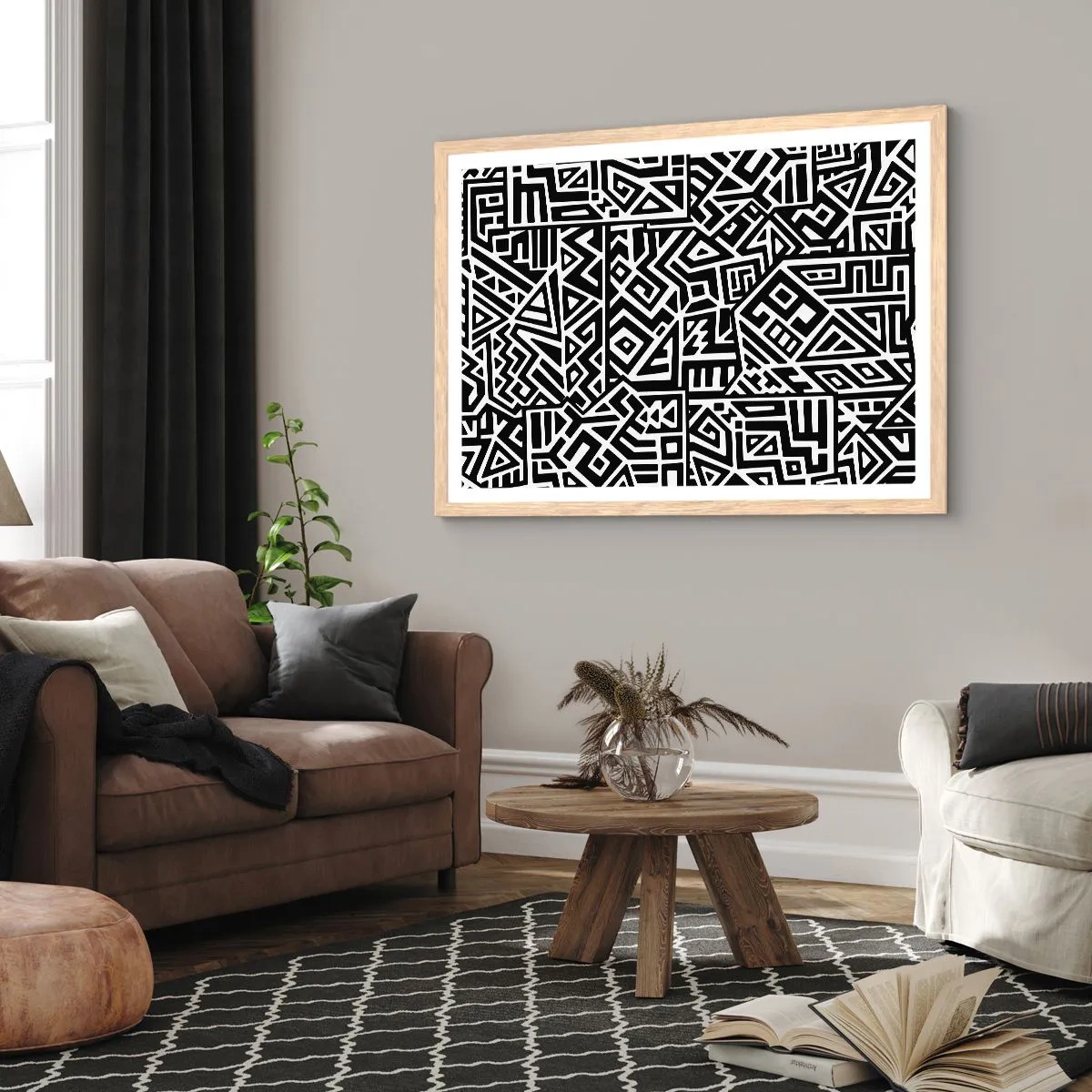 Poster in cornice rovere chiaro - Composizione precolombiana - 70x50 cm