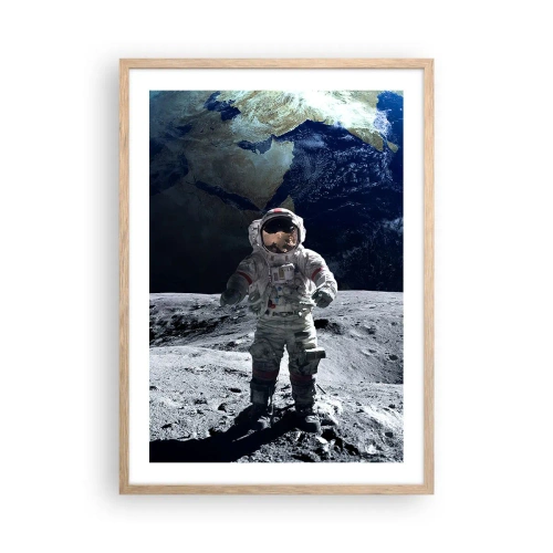 Poster in cornice rovere chiaro - Saluti dalla luna - 50x70 cm