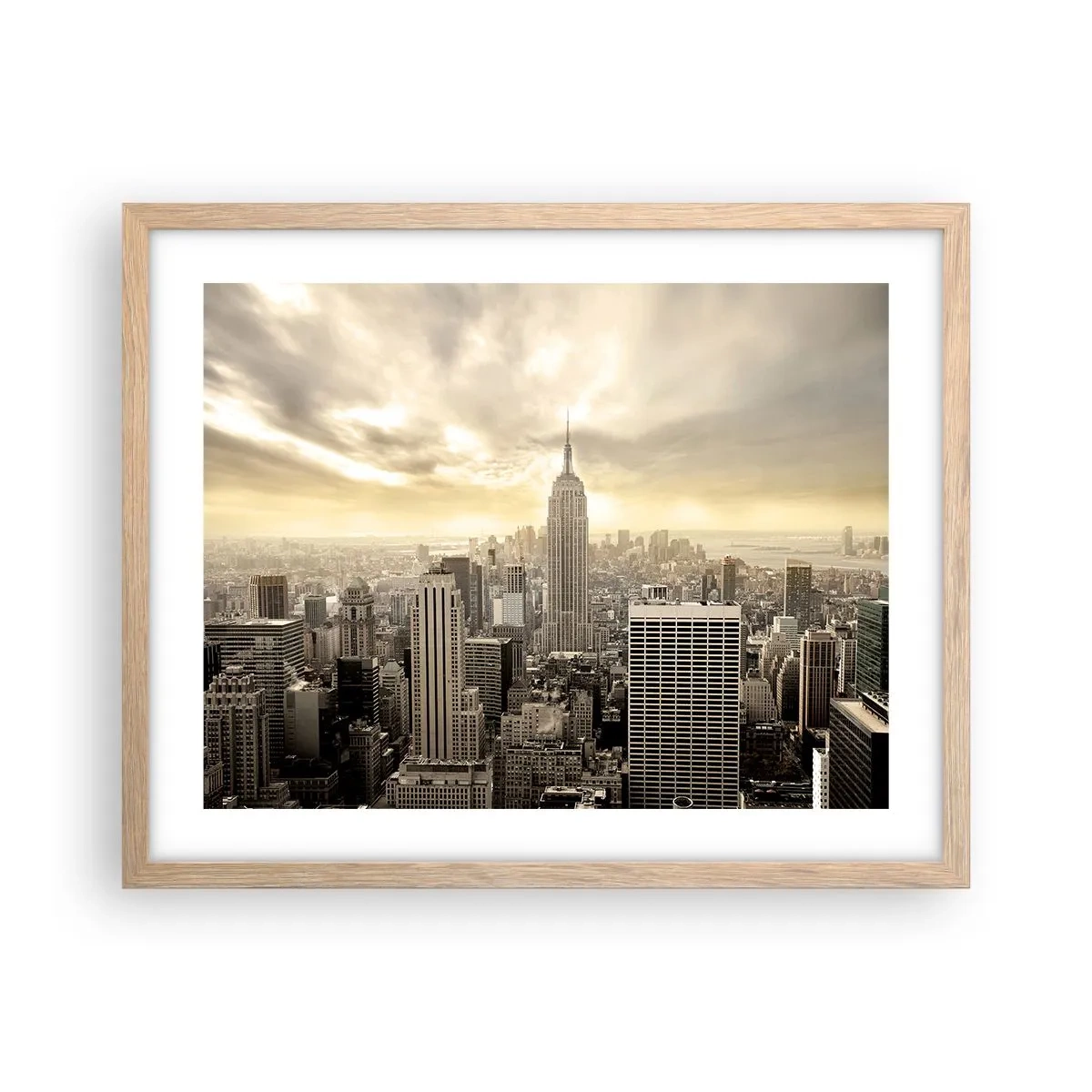 Poster in cornice rovere chiaro - New York in grigio - 50x40 cm