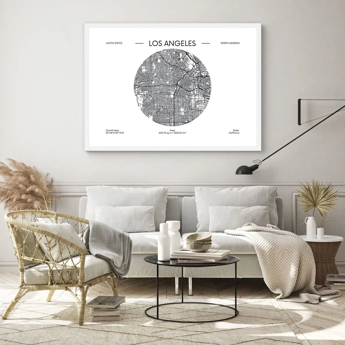 Poster in cornice bianca - Anatomia di Los Angeles - 91x61 cm