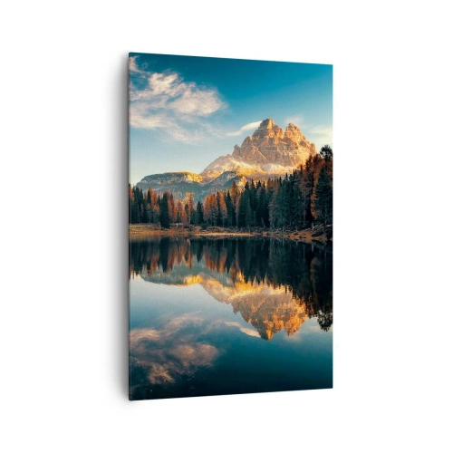 Quadro su tela - Stampe su Tela - Paesaggio montano con lago e foresta - 80x120cm - Paesaggio doppio - Decorazione murale moderna per soggiorno e camera da letto ARTTOR