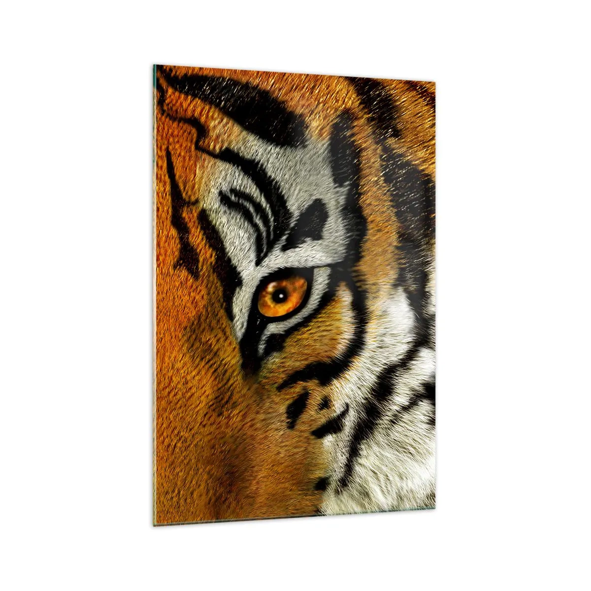 Quadro su vetro - Ritratto ravvicinato di una tigre dallo sguardo intenso - 70x100cm - Minacciosa e bella - Decorazione murale moderna per soggiorno e camera da letto ARTTOR