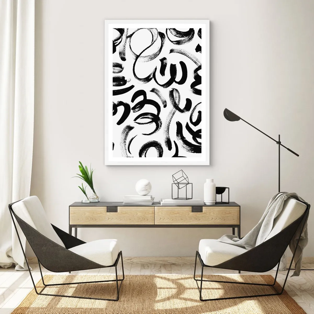 Poster in cornice bianca - Nero su bianco - 50x70 cm