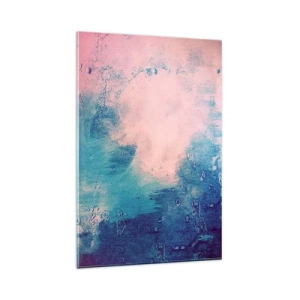 Quadro su vetro - Texture astratta nei toni del rosa e del blu - 80x120cm - Abbracci nel blu - Decorazione murale moderna per soggiorno e camera da letto ARTTOR
