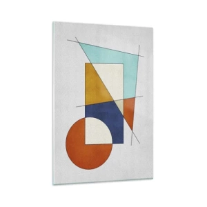 Quadro su vetro - Una composizione modernista di forme geometriche e colori - 80x120cm - Astrazione: gioco modernista - Decorazione murale moderna per soggiorno e camera da letto ARTTOR