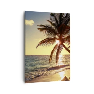 Quadro su tela - Stampe su Tela - Tramonto tropicale su una spiaggia con palme - 50x70cm - Estate sotto le palme - Decorazione murale moderna per soggiorno e camera da letto ARTTOR