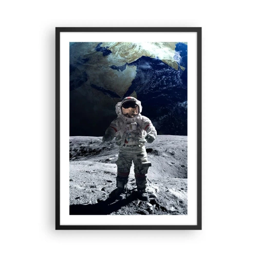 Poster in cornice nera - Astronauta sulla superficie della luna - 50x70cm - Saluti dalla luna - Decorazione murale moderna per soggiorno e camera da letto ARTTOR