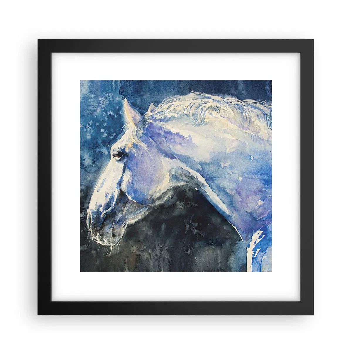Poster in cornice nera - Ritratto in luce blu - 30x30 cm