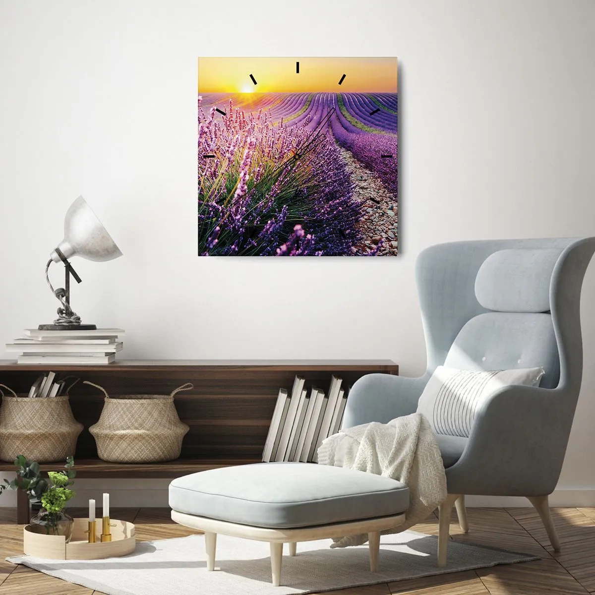 Orologio da parete - Orologio in Vetro - Campo profumato - 40x40 cm