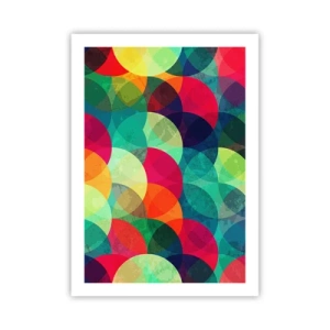 Poster - Cerchi astratti e colorati che si sovrappongono - 50x70cm - Ascensione arcobaleno - Decorazione murale moderna per soggiorno e camera da letto ARTTOR