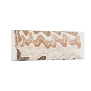 Quadro su vetro - Linee astratte ondulate in tonalità beige - 140x50cm - Buona energia - buone emozioni - Decorazione murale moderna per soggiorno e camera da letto ARTTOR