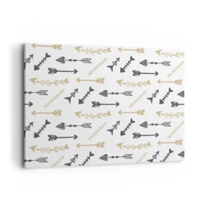 Quadro su tela - Stampe su Tela - Un motivo minimalista con frecce nei colori beige e grigio. - 120x80cm - Il sogno dell'arciere - Decorazione murale moderna per soggiorno e camera da letto ARTTOR