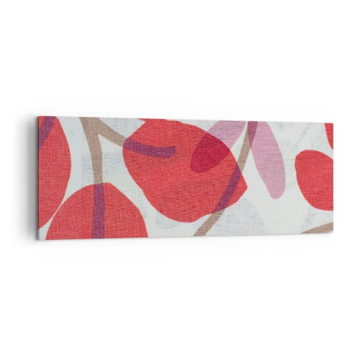 Quadro su tela - Stampe su Tela - Fiori e foglie nelle tonalità del rosso e del rosa - 140x50cm - Composizione di fiori in rosa - Decorazione murale moderna per soggiorno e camera da letto ARTTOR