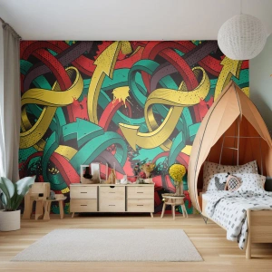 Fotomurali Premium Sand - Frecce colorate aggrovigliate in una disposizione dinamica - 100x70cm - Qual è la via giusta? - Decorazione murale moderna per soggiorno e camera da letto ARTTOR