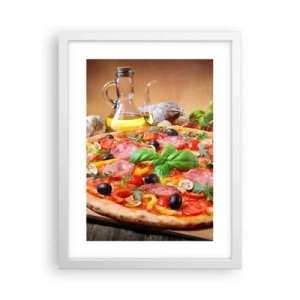 Poster in cornice bianca - Con gusto veramente italiano - 30x40 cm