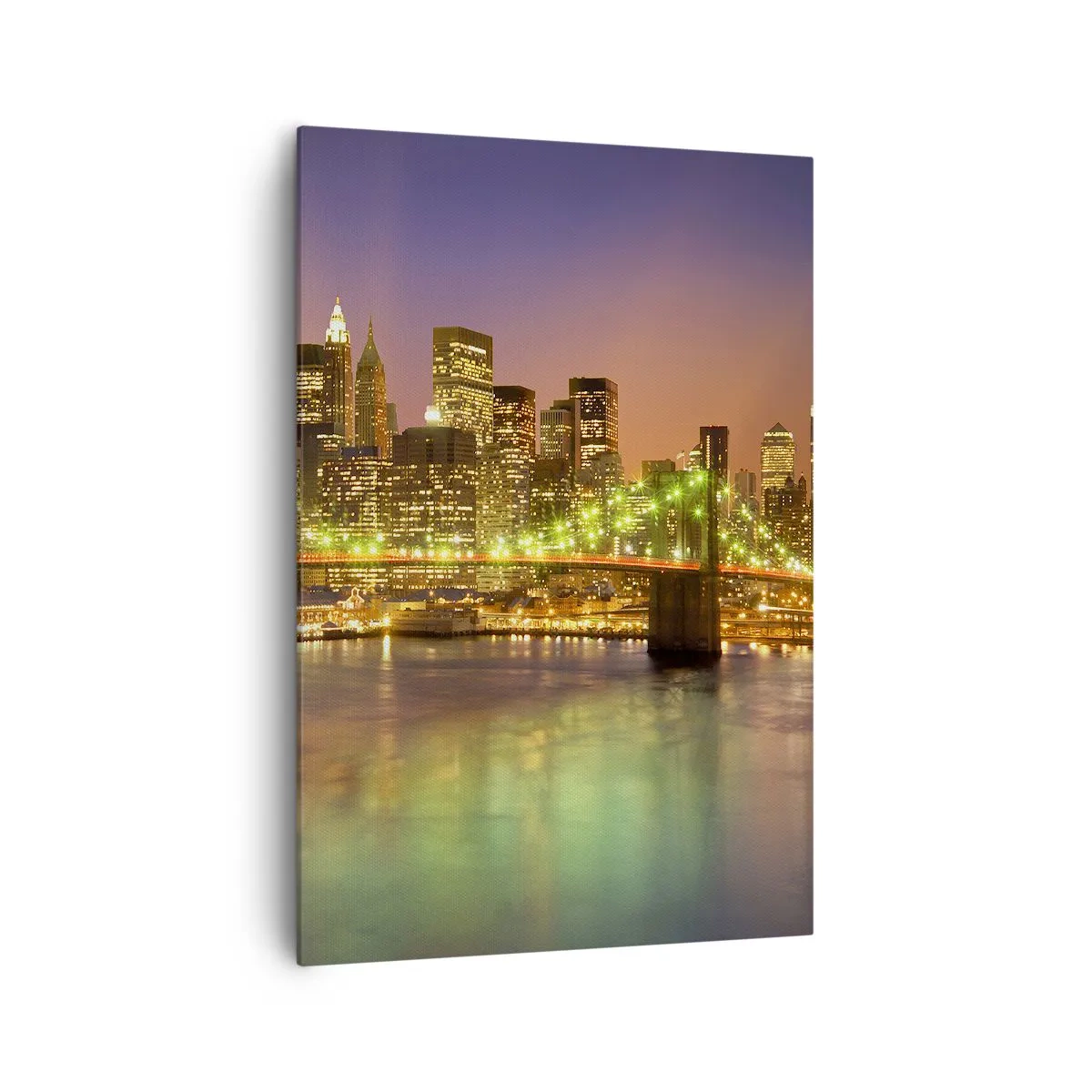 Quadro su tela - Stampe su Tela - Ponte illuminato in una città moderna di notte - 70x100cm - Qui la luce non si spegne mai - Decorazione murale moderna per soggiorno e camera da letto ARTTOR