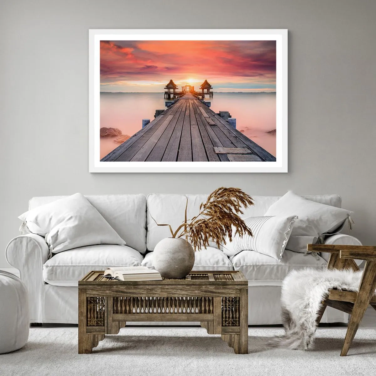 Poster in cornice bianca - Tramonto d'oriente - 30x30 cm