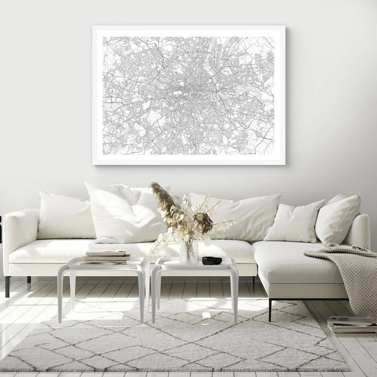 Poster in cornice bianca - Mappa del labirinto di Londra - 40x30 cm
