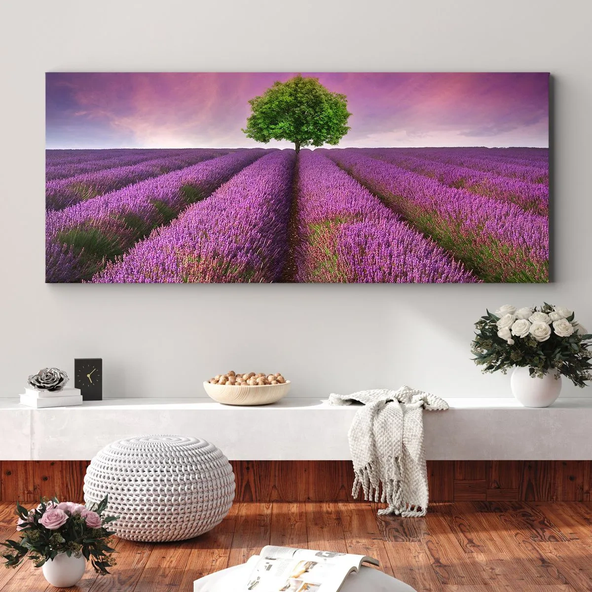 Quadro su tela - Stampe su Tela - Sui campi di lavanda - 90x30 cm
