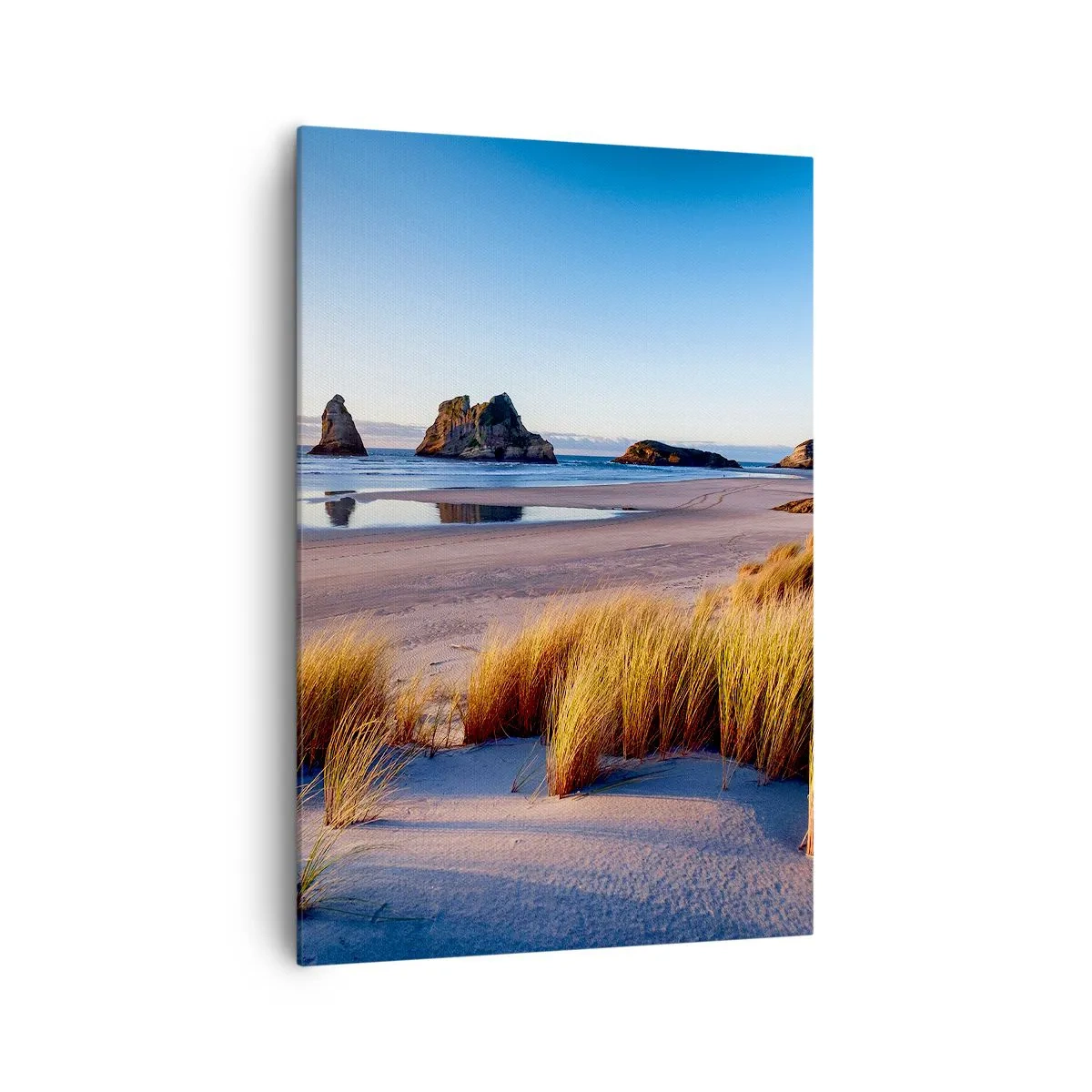 Quadro su tela - Stampe su Tela - Una spiaggia pittoresca con vista sulle rocce e sul mare al tramonto - 70x100cm - Per i cercatori di pace - Decorazione murale moderna per soggiorno e camera da letto ARTTOR