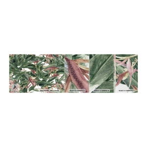Campione di Fotomurale Premium Canvas - Macchia smeraldo e lilla - Fiori, Hawaii, Foglie - 100x30 cm