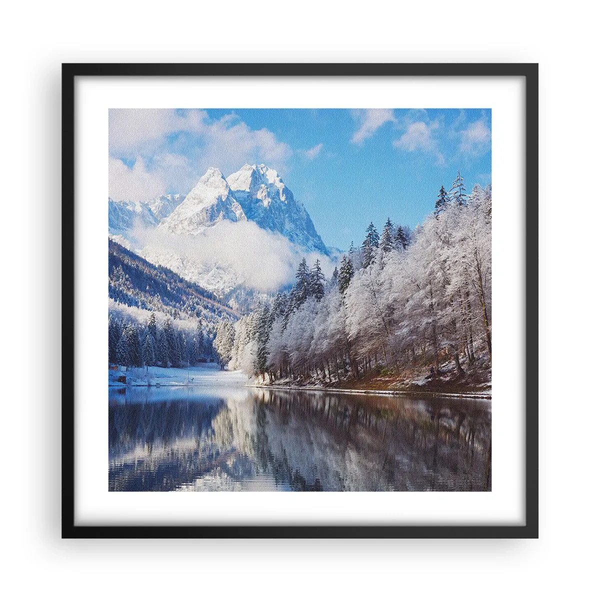 Poster in cornice nera - Il custode innevato - 50x50 cm