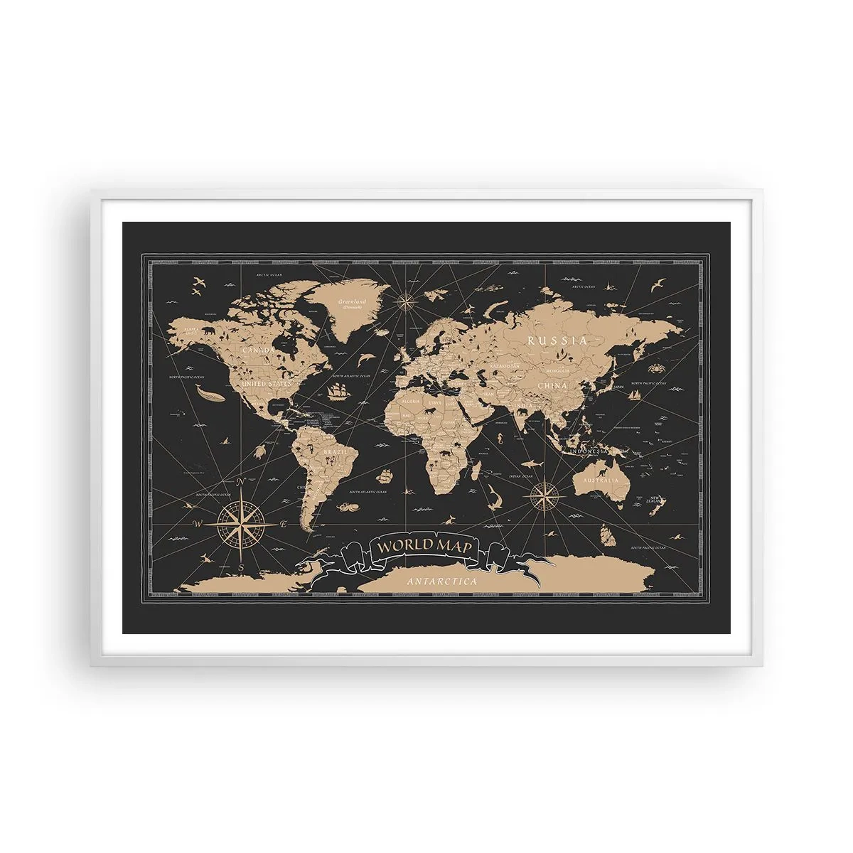 Poster in cornice bianca - I confini del mio mondo - 100x70 cm