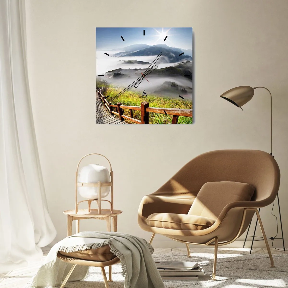 Orologio da parete - Orologio in Vetro - Avvolti di luce e nebbia - 30x30 cm