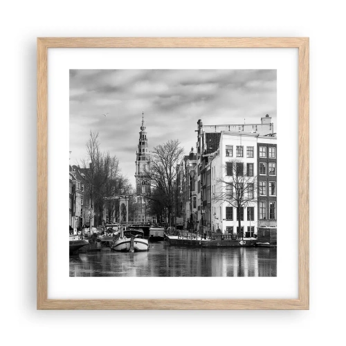 Poster in cornice rovere chiaro - Atmosfera di Amsterdam - 40x40 cm