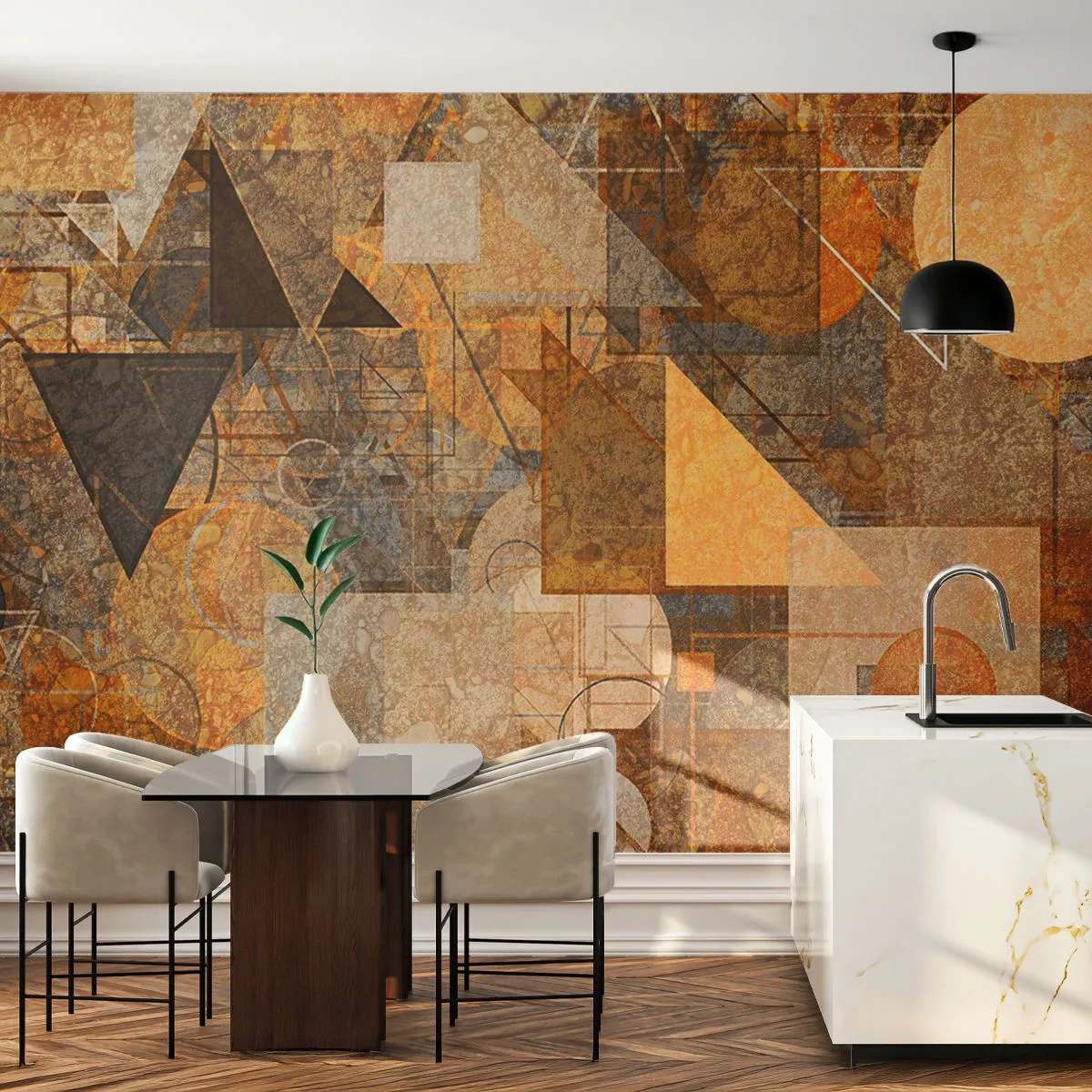 Fotomurali Premium Canvas - Studio cubista in marrone - Astrazione, Pezzo, Arte Moderna - 200x140 cm