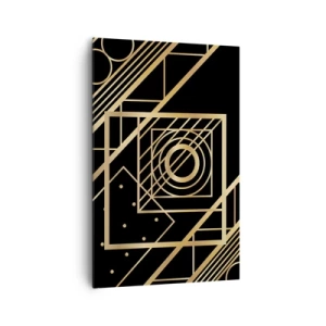 Quadro su tela - Stampe su Tela - Motivi geometrici dorati su sfondo nero - 80x120cm - Geometria dorata - Decorazione murale moderna per soggiorno e camera da letto ARTTOR