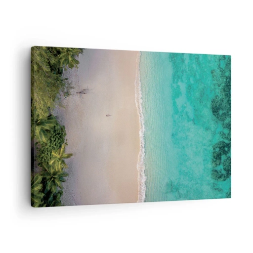 Quadro su tela - Stampe su Tela - Vista aerea di una spiaggia tropicale con acqua turchese - 70x50cm - Spiaggia del paradiso - Decorazione murale moderna per soggiorno e camera da letto ARTTOR