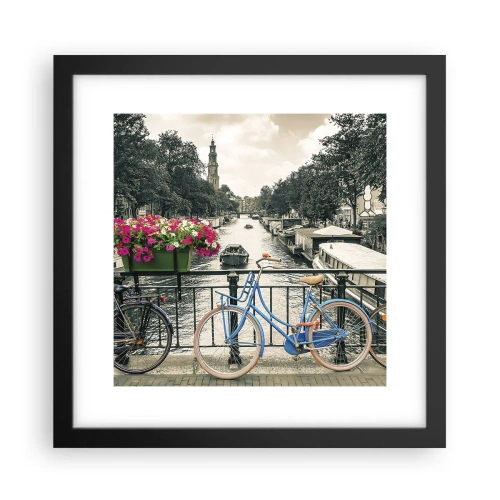 Poster in cornice nera - I colori delle strade di Amsterdam - 30x30 cm
