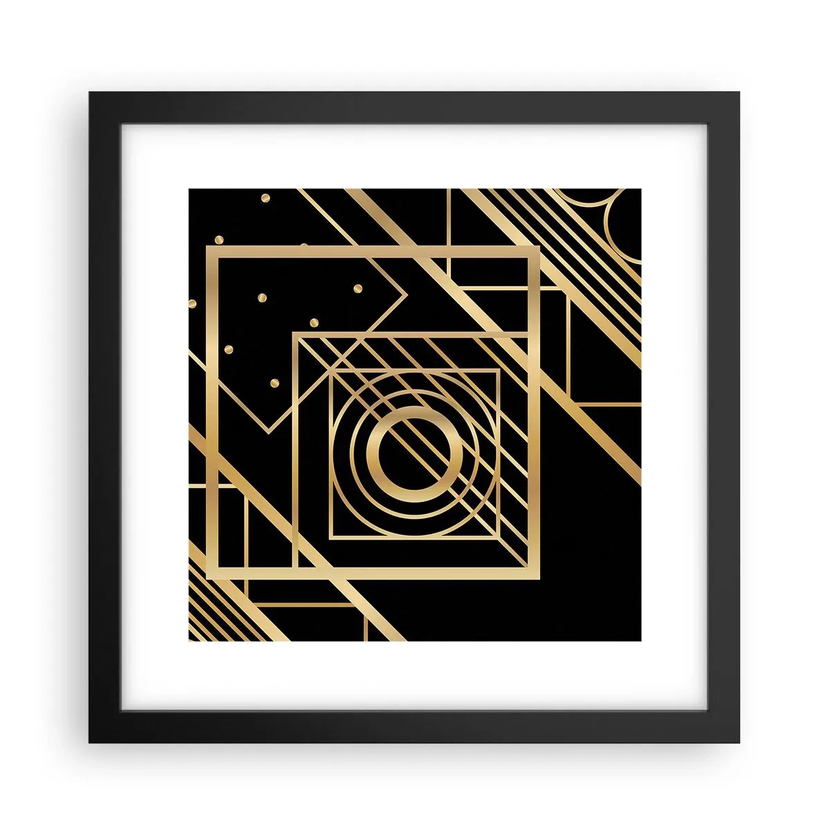 Poster in cornice nera - Geometria dorata - 30x30 cm