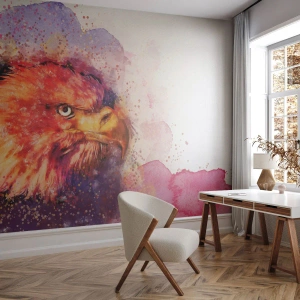 Fotomurali Premium Sand - Un ritratto pittorico di un'aquila dai colori vivaci - 100x70cm - Non vuoi sapere quello che penso - Decorazione murale moderna per soggiorno e camera da letto ARTTOR