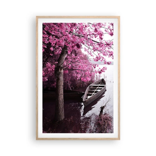 Poster in cornice rovere chiaro - Nel silenzio rosa - 61x91 cm