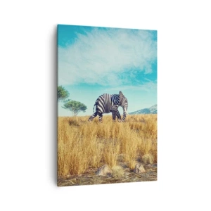 Quadro su tela - Stampe su Tela - Zebra in un paesaggio africano - 70x100cm - Il grigio non è più di moda - Decorazione murale moderna per soggiorno e camera da letto ARTTOR