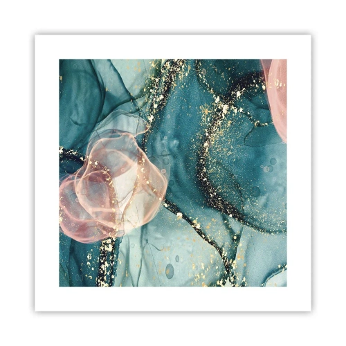 Poster - Blu di seta, rosa di tulle - 40x40 cm