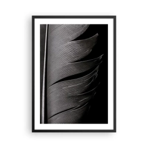 Poster in cornice nera - Una versione minimalista di una piuma in bianco e nero - 50x70cm - Piuma: struttura meravigliosa - Decorazione murale moderna per soggiorno e camera da letto ARTTOR