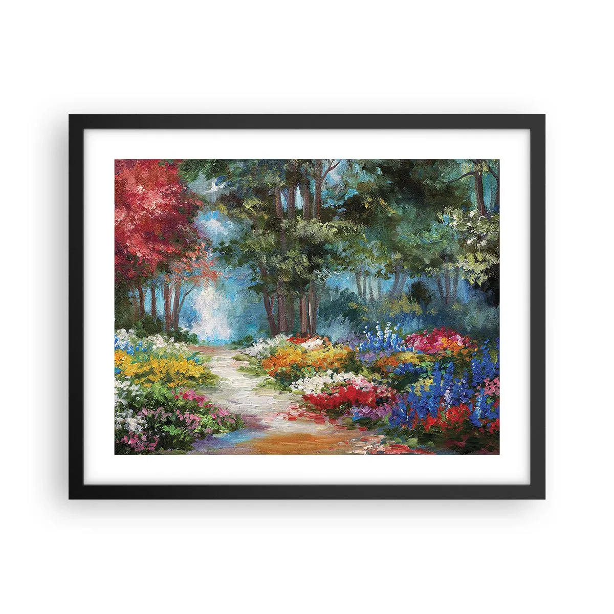 Poster in cornice nera - Il giardino del bosco d'aprile - 50x40 cm