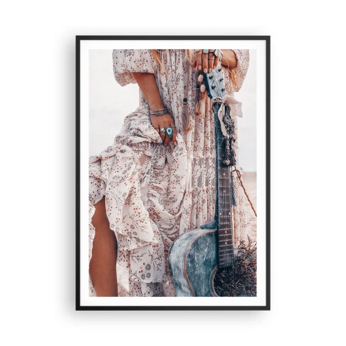 Poster in cornice nera - Figli dei fiori in cammino - 70x100 cm